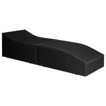 Silla larga con cojín de resina trenzado negro