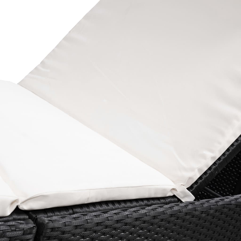 Silla larga con cojín de resina trenzado negro