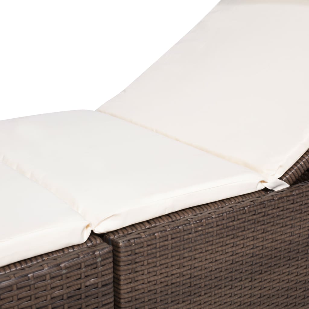 Silla larga con cojín de resina trenzado marrón