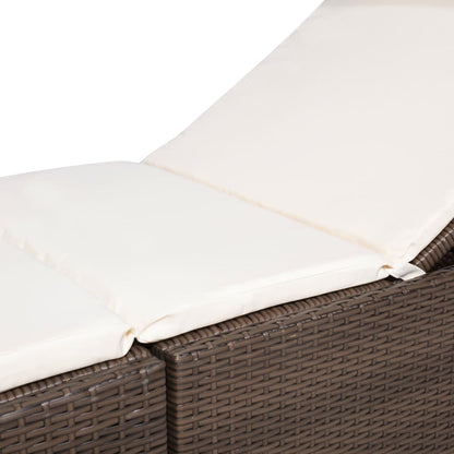 Silla larga con cojín de resina trenzado marrón