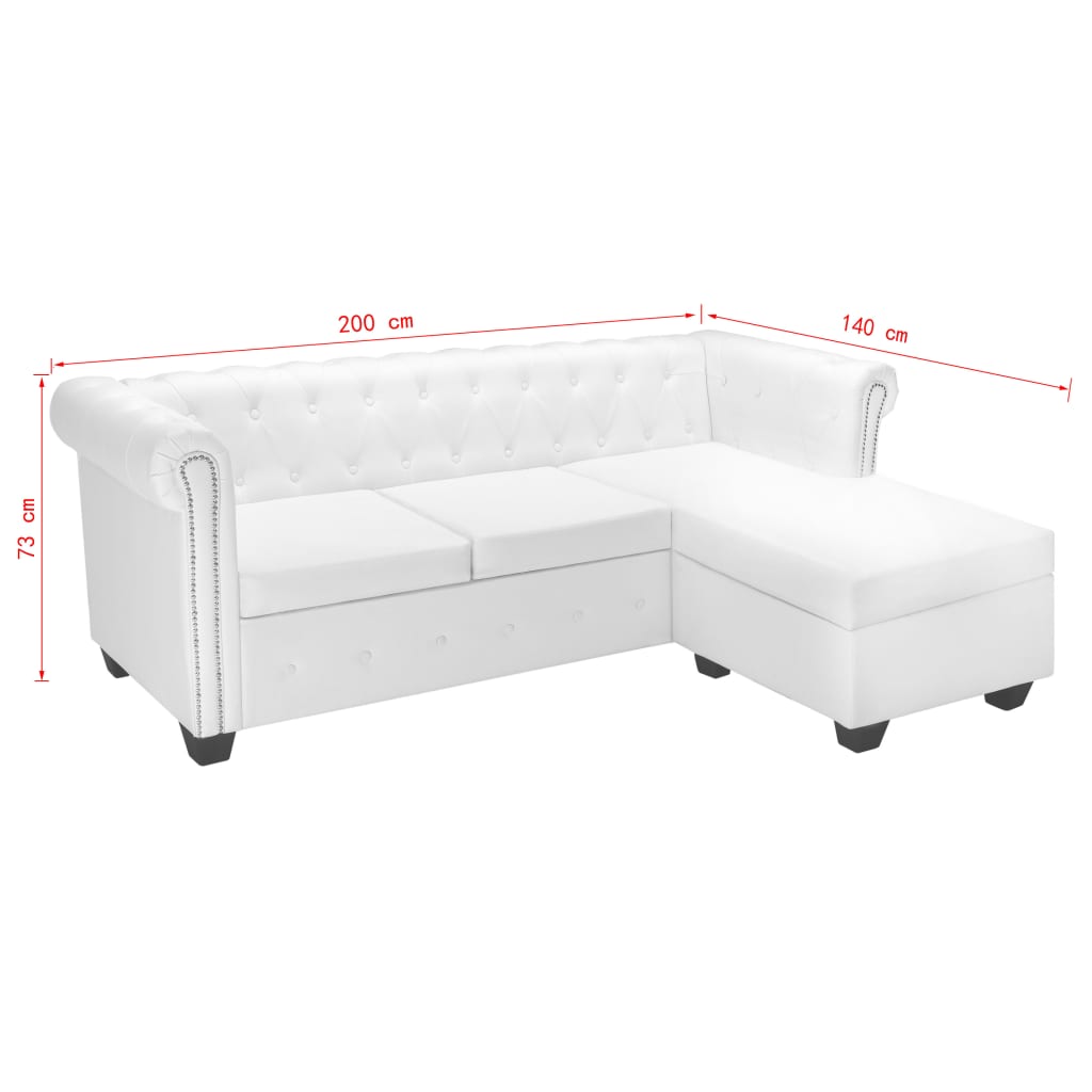 Divano Chesterfield a forma di pelle sintetica bianca