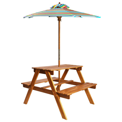 Table à pique-nique et parasol enfants Acacia solide