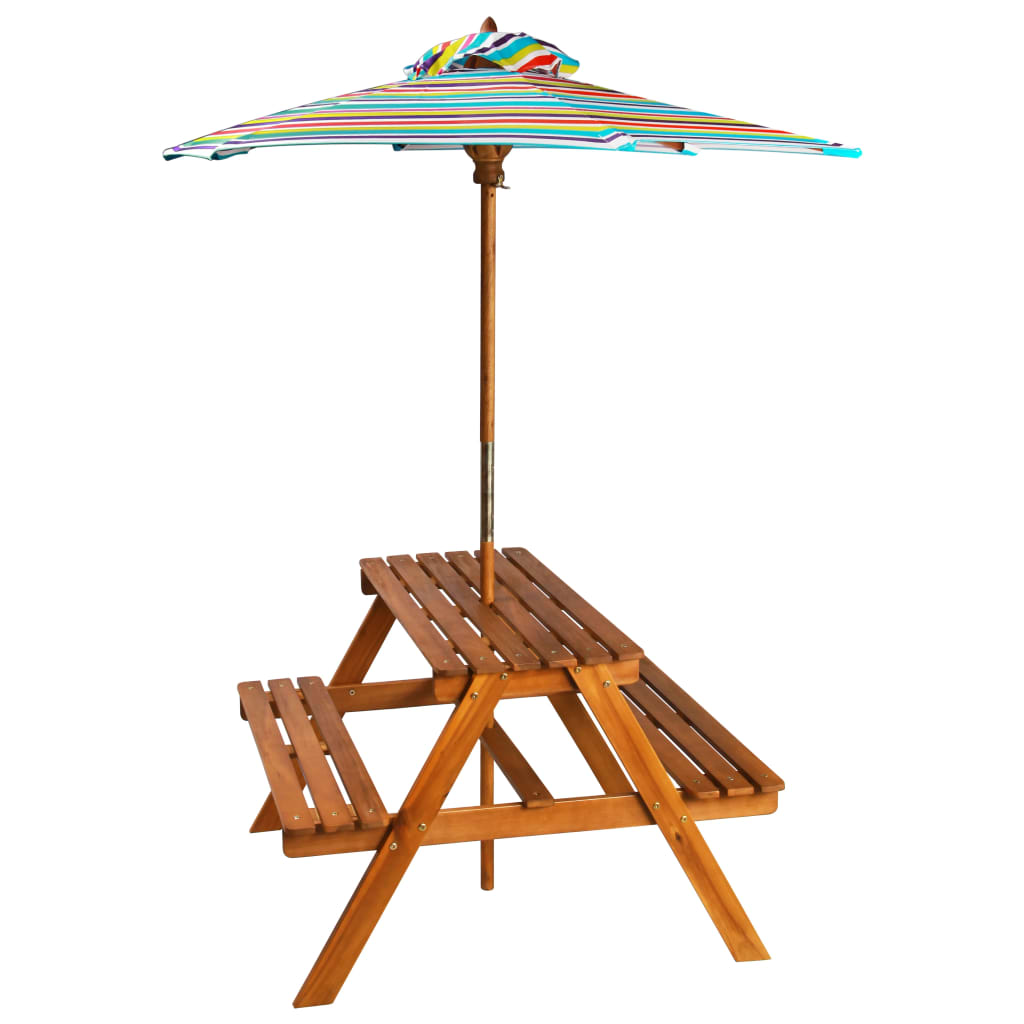 Table à pique-nique et parasol enfants Acacia solide