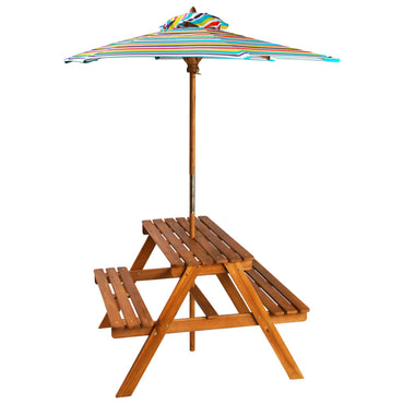 Table à pique-nique et parasol enfants Acacia solide