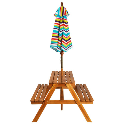 Table à pique-nique et parasol enfants Acacia solide