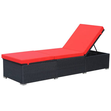 Silla larga con cojín de resina trenzado negro