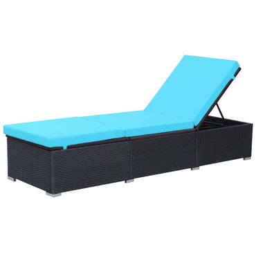 Silla larga con cojín de resina trenzado negro