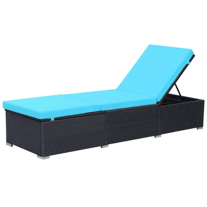 Silla larga con cojín de resina trenzado negro