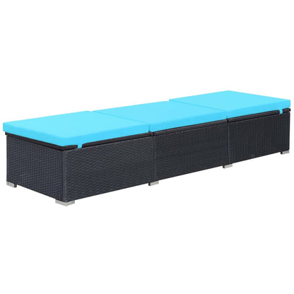 Silla larga con cojín de resina trenzado negro