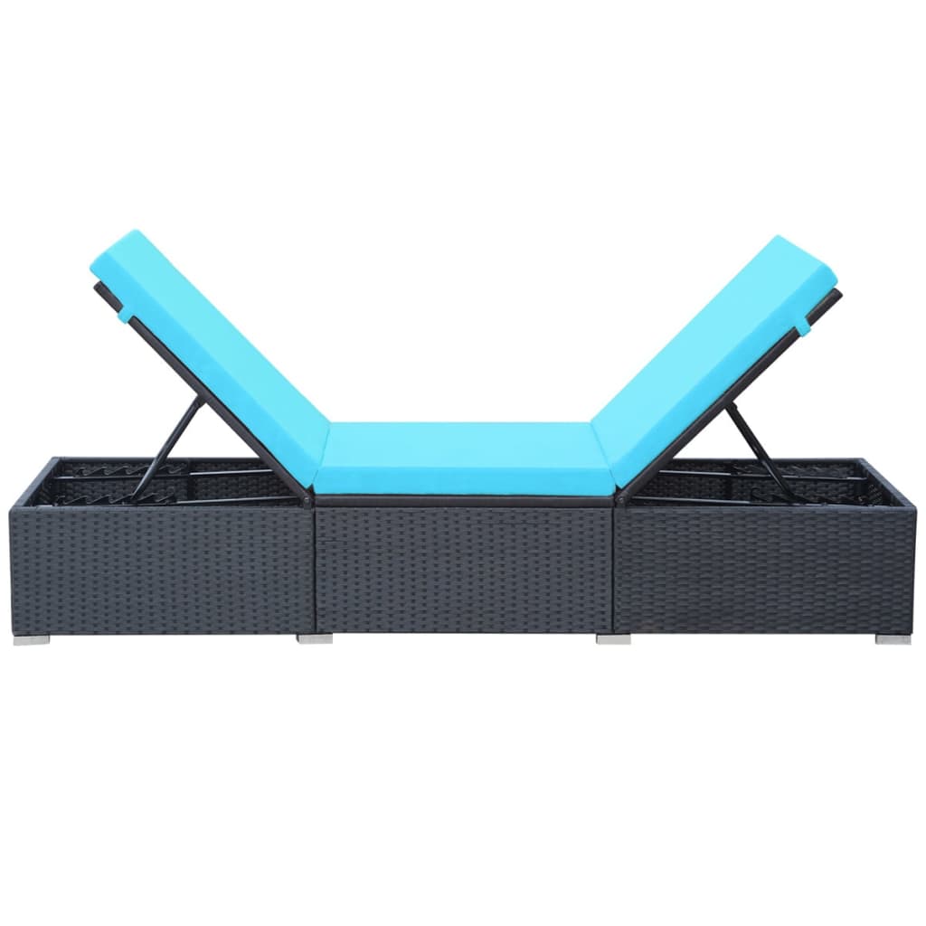 Silla larga con cojín de resina trenzado negro