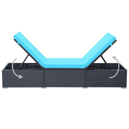 Silla larga con cojín de resina trenzado negro