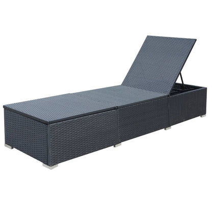 Silla larga con cojín de resina trenzado negro