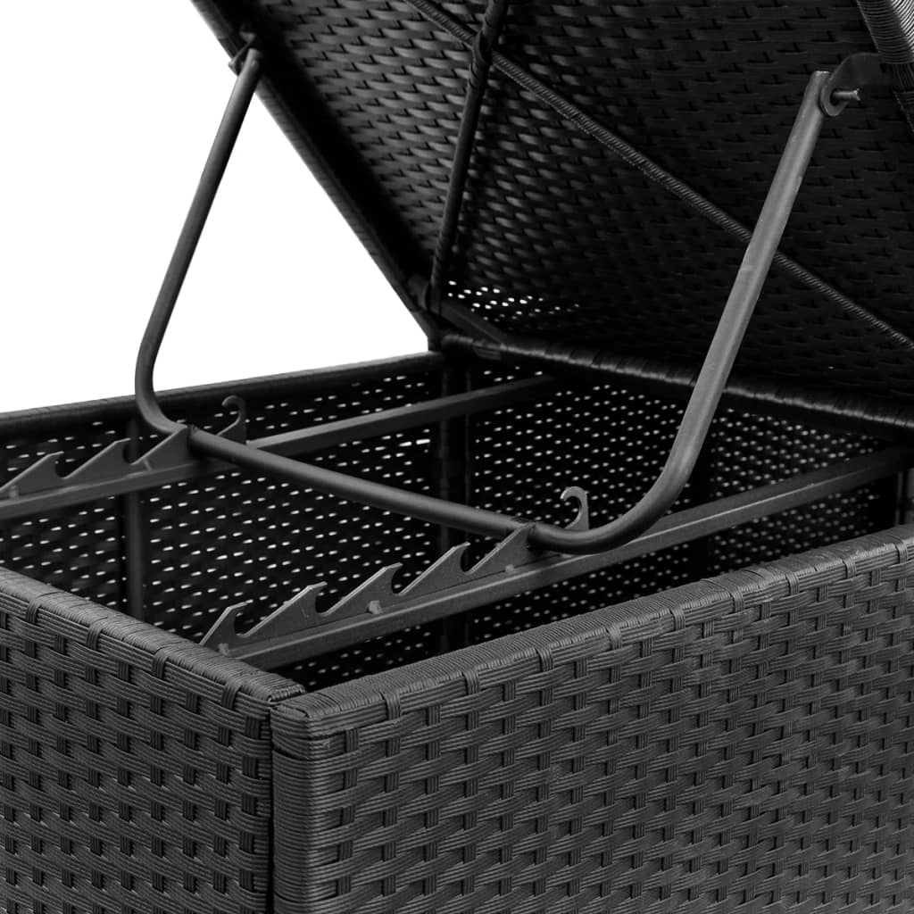 Silla larga con cojín de resina trenzado negro
