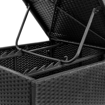 Silla larga con cojín de resina trenzado negro