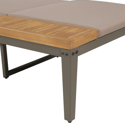 Silla larga con cojines de madera de acacia marrón sólida