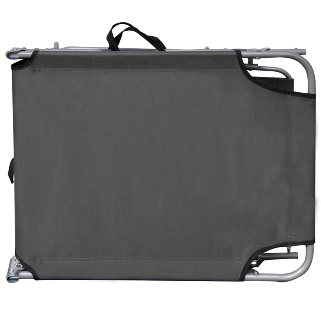 Silla larga plegable con toldo de acero gris