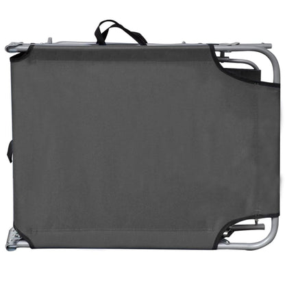 Silla larga plegable con toldo de acero gris