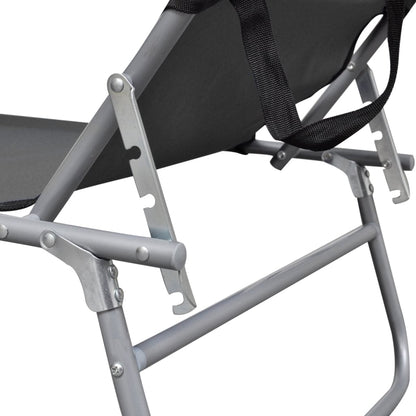 Silla larga plegable con toldo de acero gris