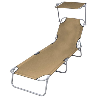 Silla larga plegable con toldo de acero topo