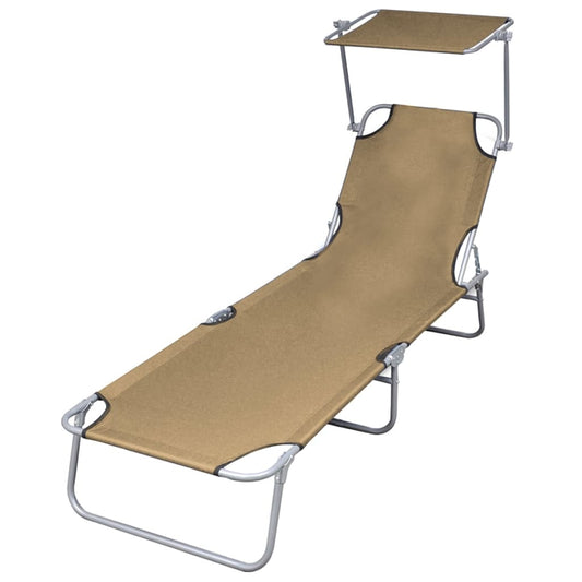Silla larga plegable con toldo de acero topo