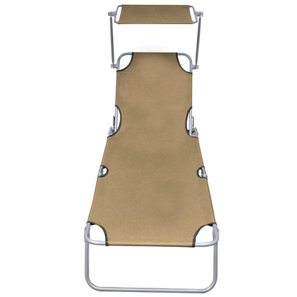 Silla larga plegable con toldo de acero topo