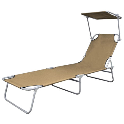 Silla larga plegable con toldo de acero topo