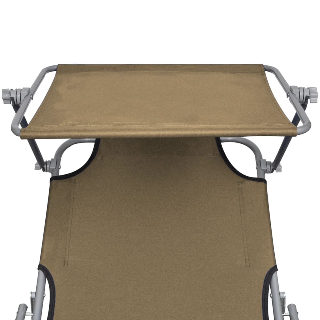 Silla larga plegable con toldo de acero topo