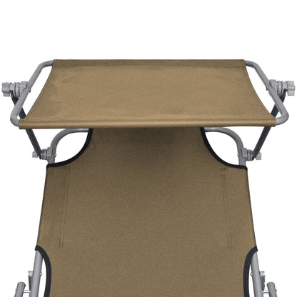 Silla larga plegable con toldo de acero topo