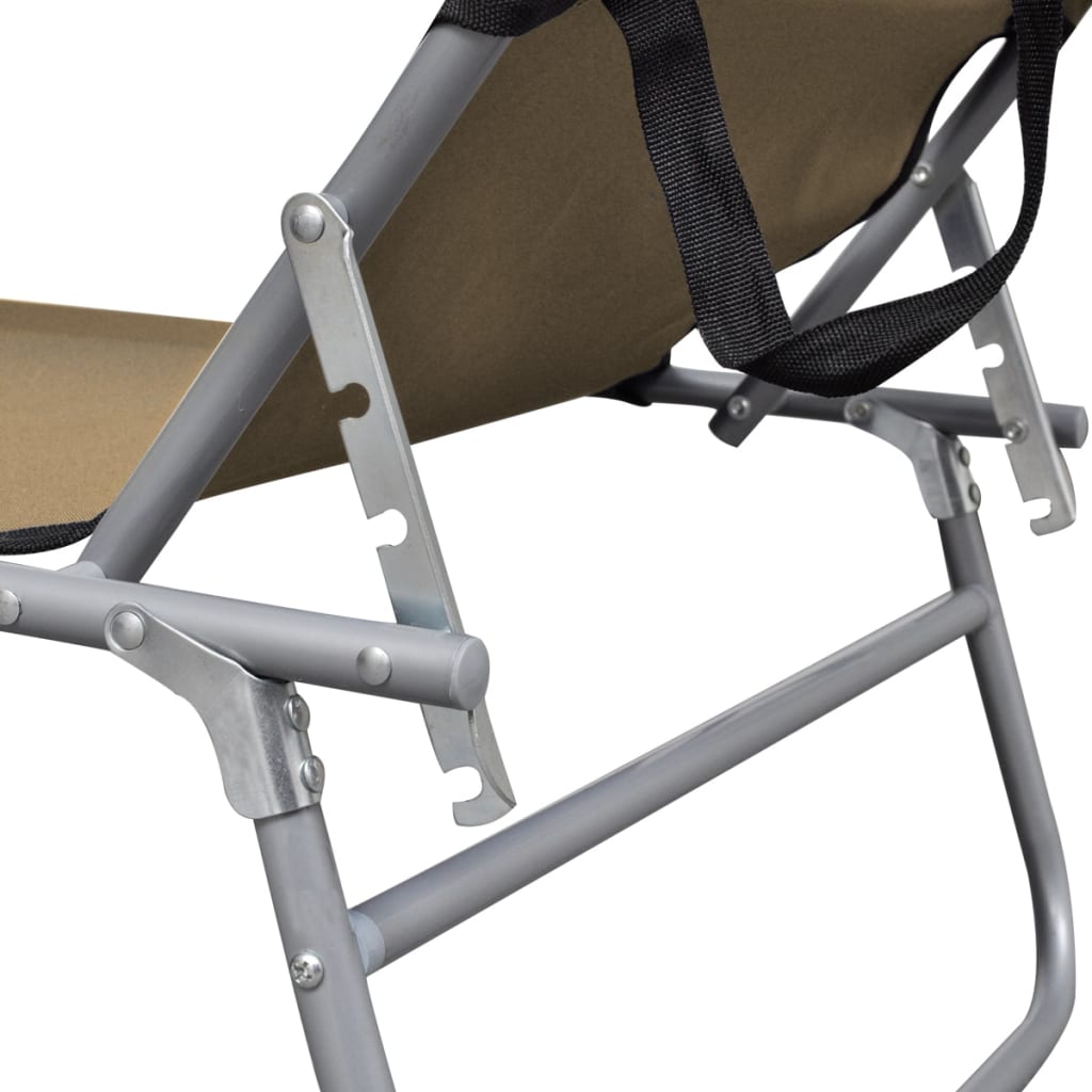 Silla larga plegable con toldo de acero topo