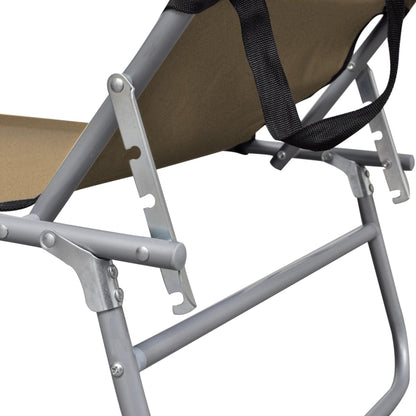 Silla larga plegable con toldo de acero topo