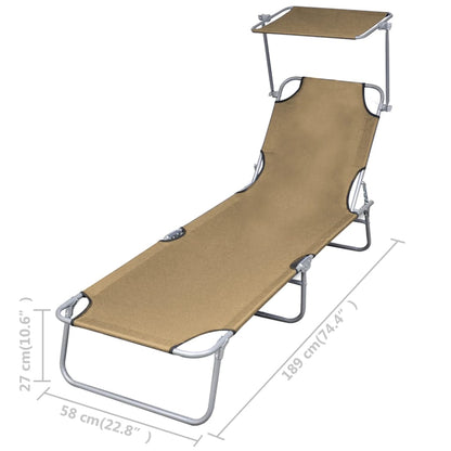 Silla larga plegable con toldo de acero topo