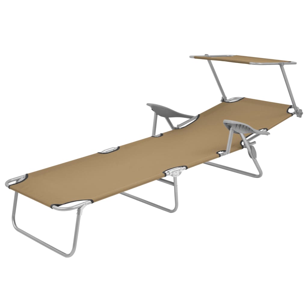 Silla larga plegable con toldo de acero topo