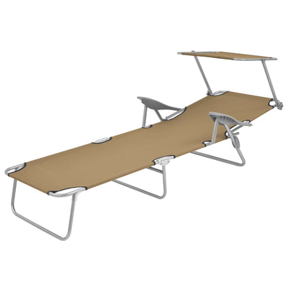 Silla larga plegable con toldo de acero topo