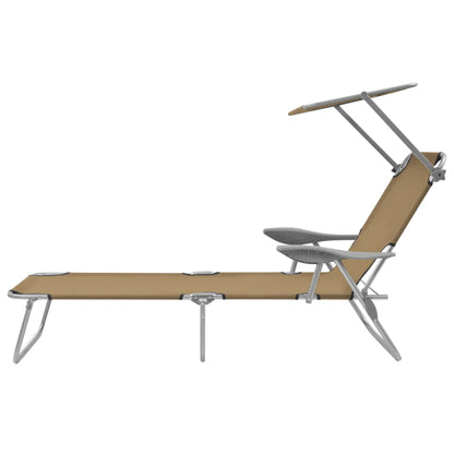 Silla larga plegable con toldo de acero topo