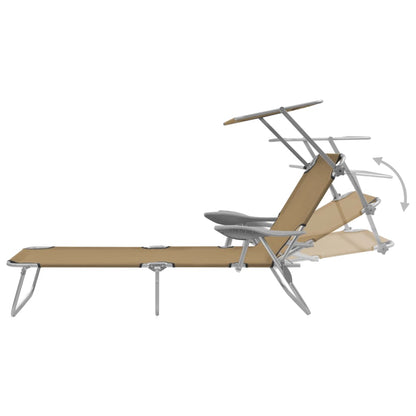 Silla larga plegable con toldo de acero topo