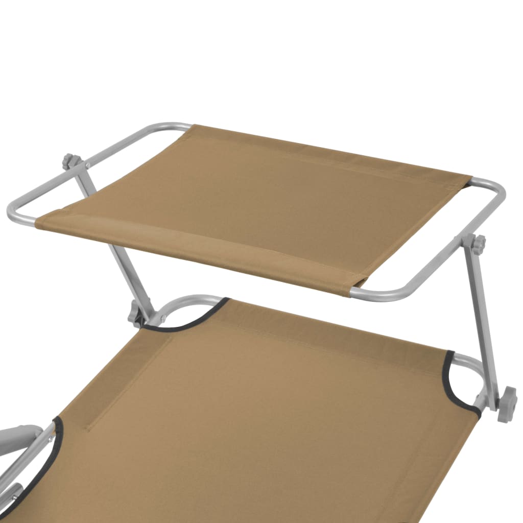 Silla larga plegable con toldo de acero topo