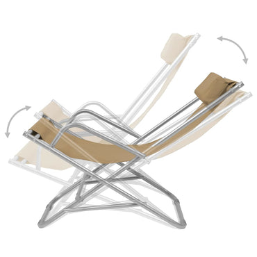Chaises inclinables de terrasse 2 pcs Acier Taupe