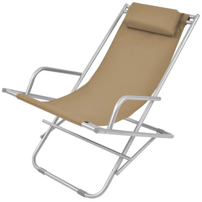 Sillas reclinables de terraza 2 PCS Taupe Steel