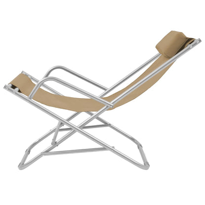 Sillas reclinables de terraza 2 PCS Taupe Steel