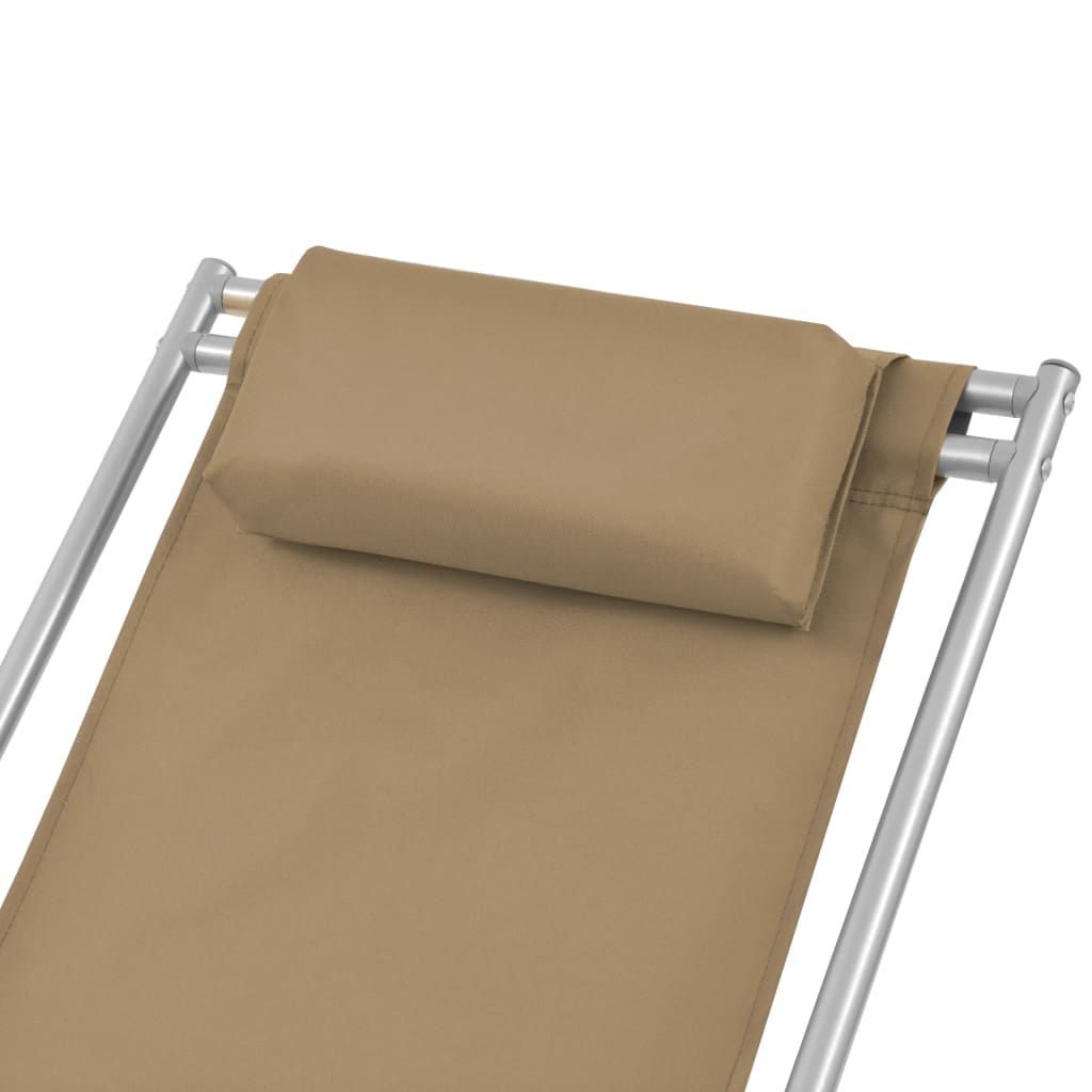 Sillas reclinables de terraza 2 PCS Taupe Steel