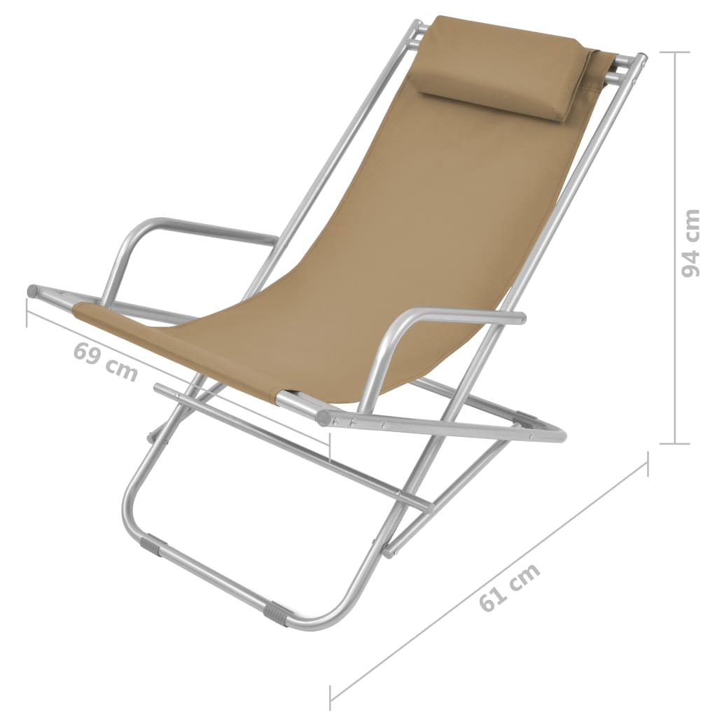 Sillas reclinables de terraza 2 PCS Taupe Steel