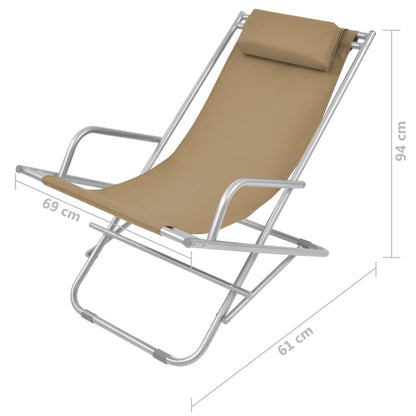 Sillas reclinables de terraza 2 PCS Taupe Steel