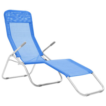 Chaises longues pliables 2 pcs Textilène Bleu