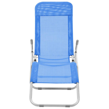 Chaises longues pliables 2 pcs Textilène Bleu