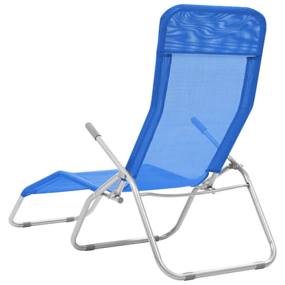 Chaises longues pliables 2 pcs Textilène Bleu