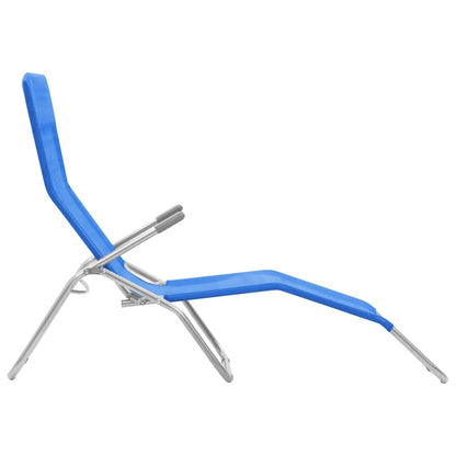 Chaises longues pliables 2 pcs Textilène Bleu