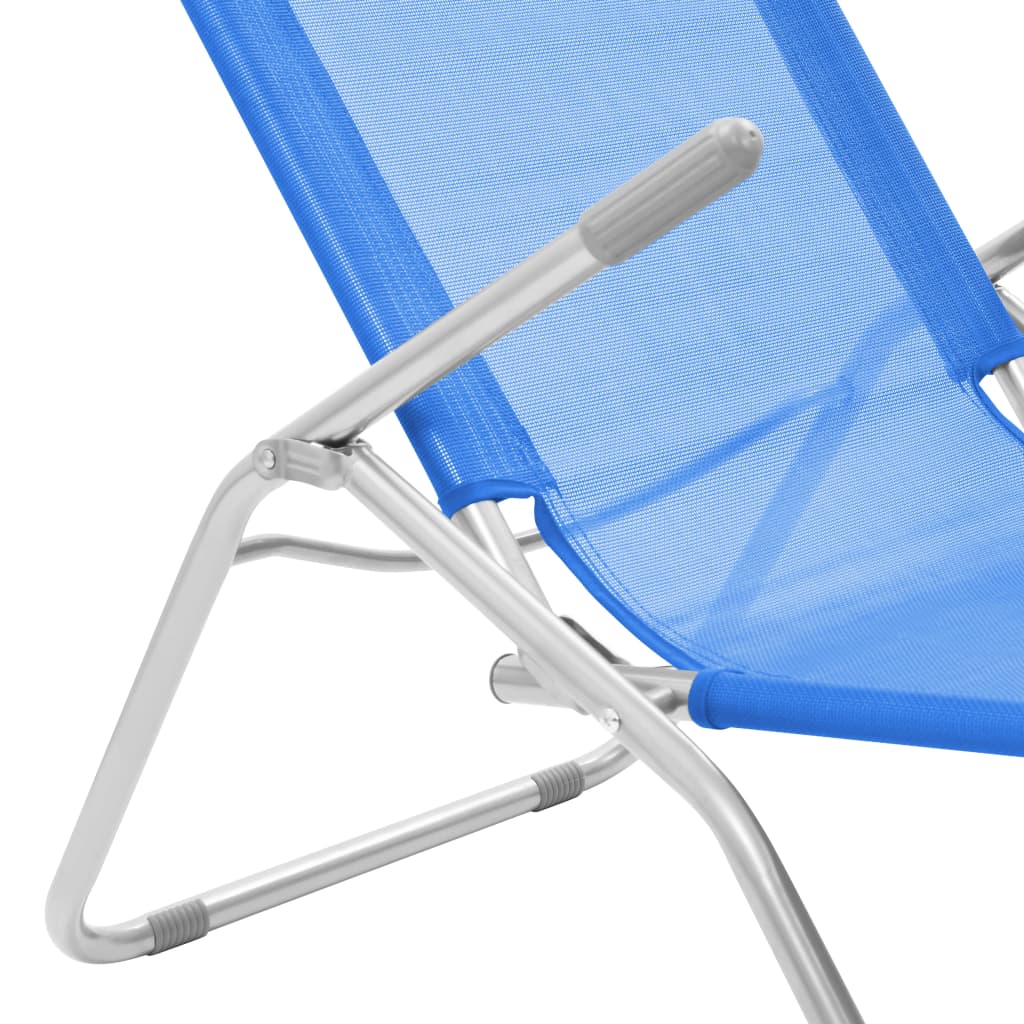 Chaises longues pliables 2 pcs Textilène Bleu