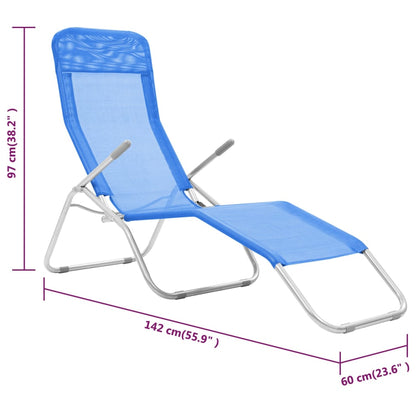 Chaises longues pliables 2 pcs Textilène Bleu