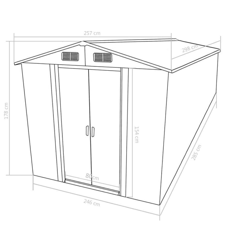 Garden shelter 257x298x178 cm green metal