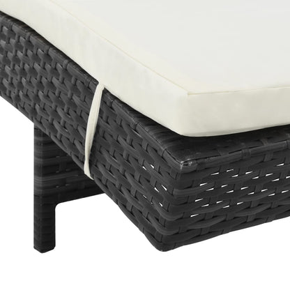 Silla larga con ruedas de resina trenzadas negras y cojín
